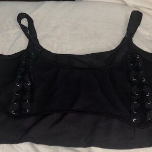 Hot Topic Black Lace-Up Crop Top